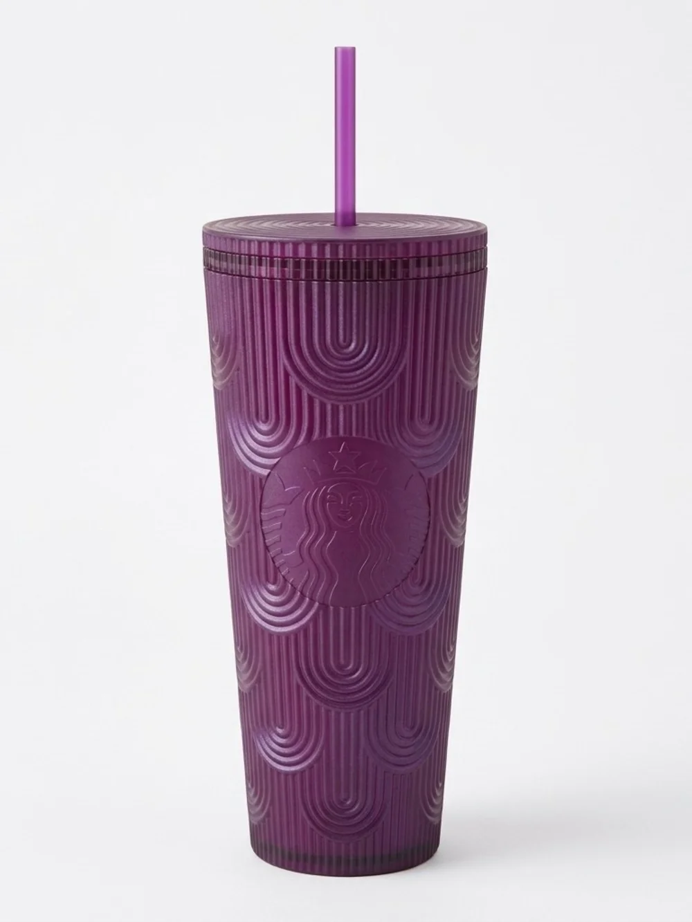 Starbucks 2024 Purple Textured Wave Shimmer Reusable Cold Cup with Straw